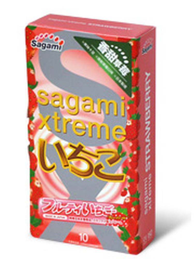 Презервативы Sagami Xtreme Strawberry латексные, со вкусом клубники 10шт. 143163 (жен. презервативы)