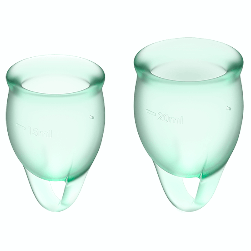 Менструальные чаши Satisfyer Feel Confident, 2шт, светло-зеленые от Deserved